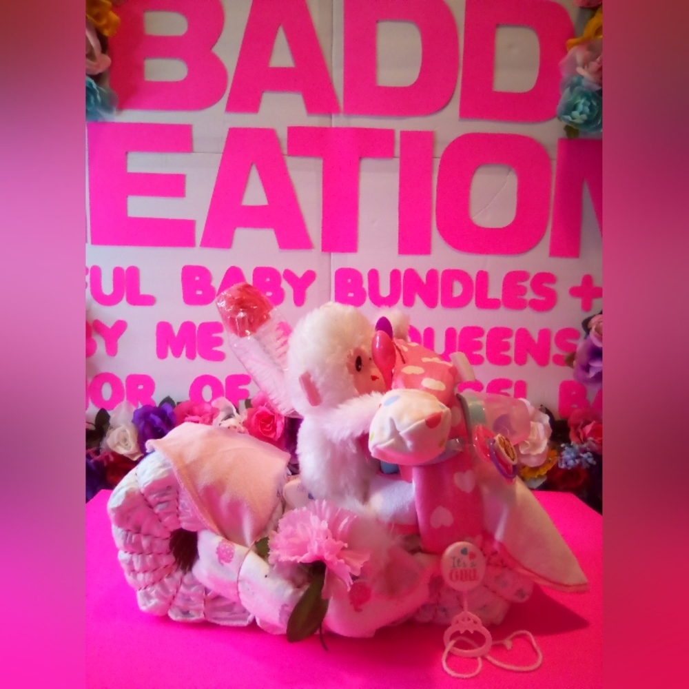 #157👉🏼MOTORCYCLE DIAPER CAKE FOR A ("BABY GIRL")